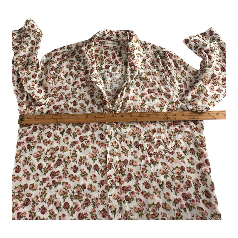 L'agence Ryan Women‎ Floral Button Down 3/4 Sleeves Women's Size Large - Picture 6 of 13